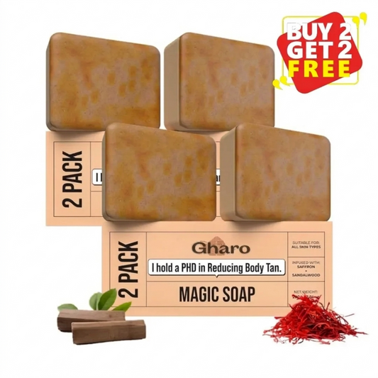 Gharo Sandalwood & Saffron Magic Soap – Buy 2 Get 2 Free